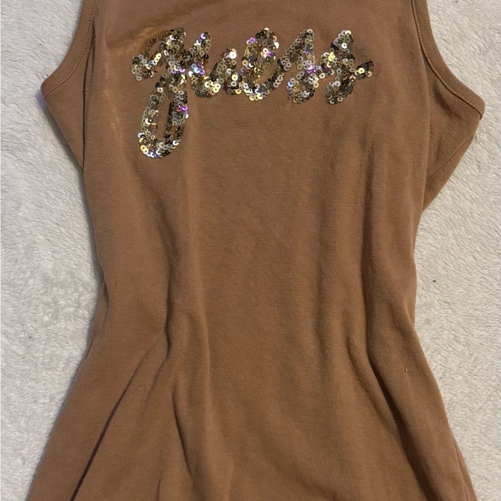 G by Guess Women's Tan Sequin Tank Top